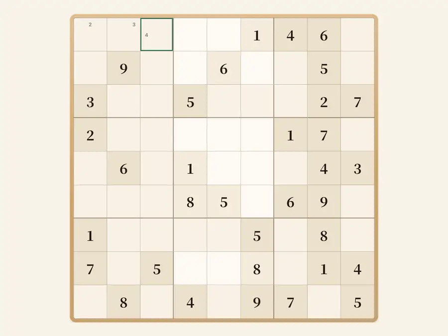 进行中的数独盘面